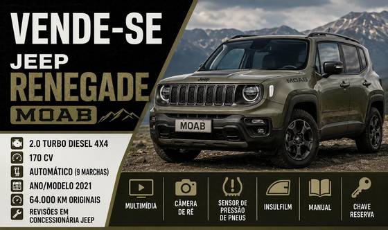 JEEP RENEGADE 2.0 16V TURBO DIESEL MOAB 4P 4X4 AUTOMÁTICO JEEP RENEGADE 2.0 16V TURBO DIESEL MOAB 4P 4X4 AUTOMÁTICO